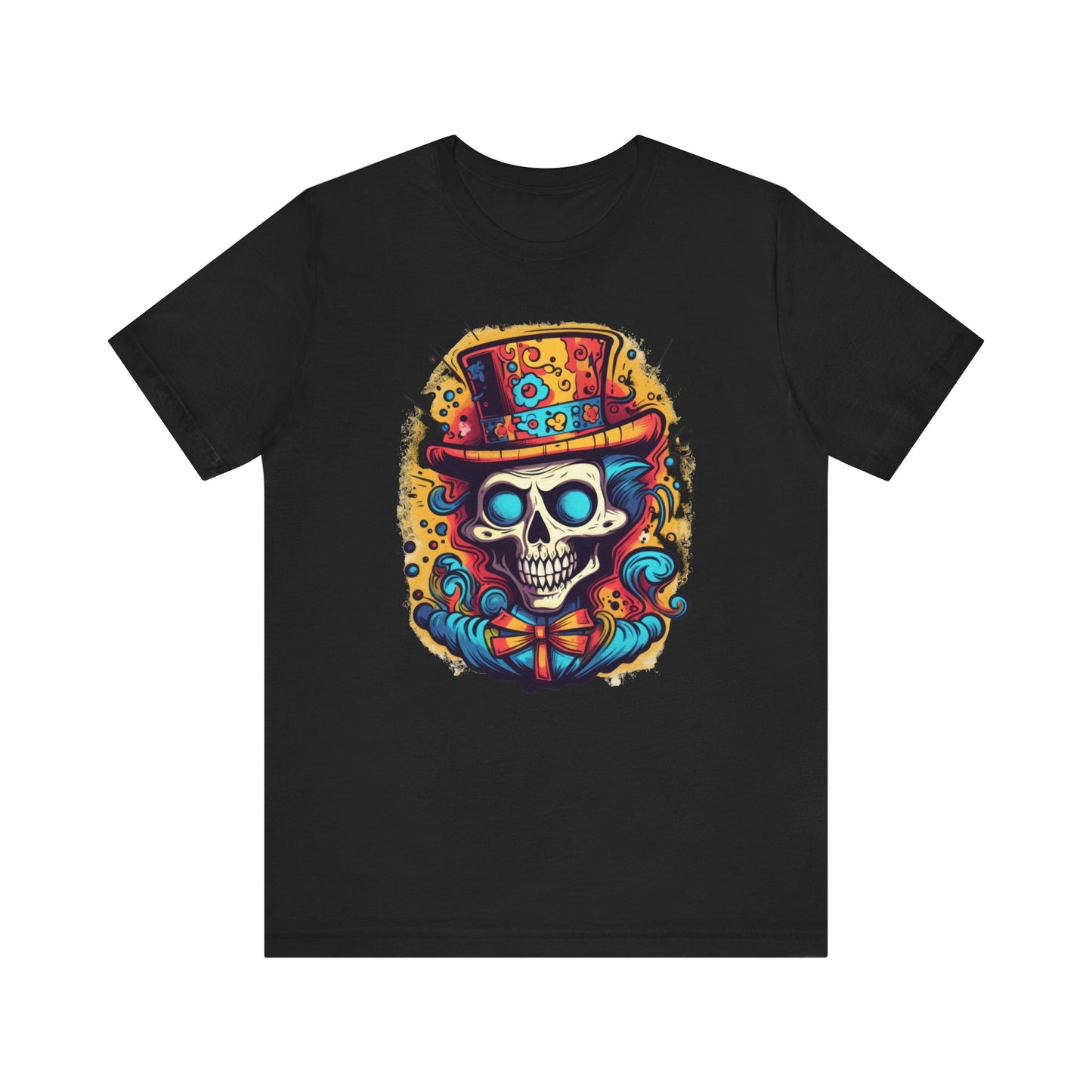 Skull with Top Hat Graffiti Unisex Jersey Short Sleeve Tee