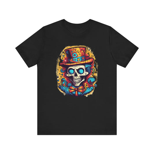 Skull with Top Hat Graffiti Unisex Jersey Short Sleeve Tee