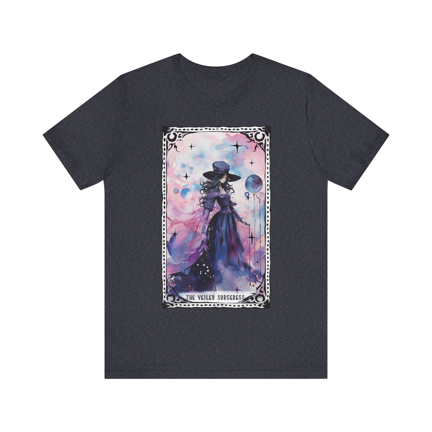 The Veiled Sorceress Jersey unisex tee, Halloween Graphic Tee, Spooky Shirt, Trick or Treat Tee, Halloween Costume, Festive Gift