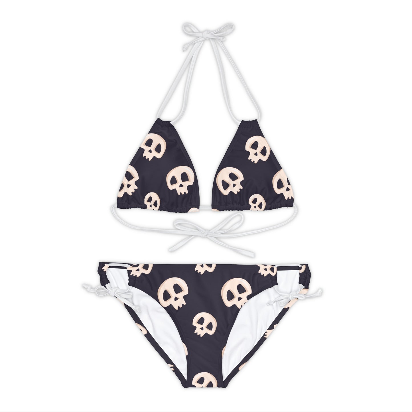 Black Skull Strappy Bikini Set