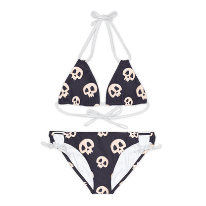 Black Skull Strappy Bikini Set