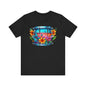 Retro 90's paint splatter drums Unisex Jersey Short Sleeve Tee