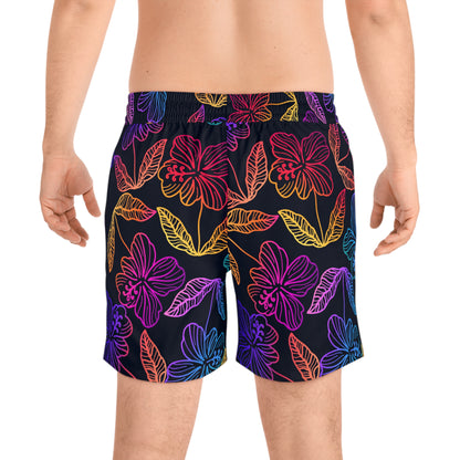 Rainbow Hibiscus Swim Shorts