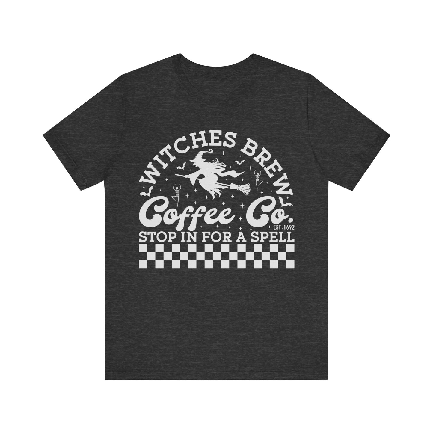 Witches Brew Coffee Company Jersey unisex tee, Halloween Graphic Tee, Spooky Shirt, Trick or Treat Tee, Halloween Costume, Festive Gift