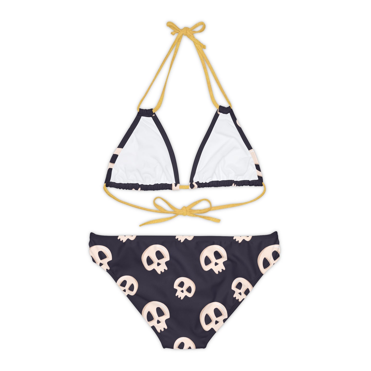 Black Skull Strappy Bikini Set