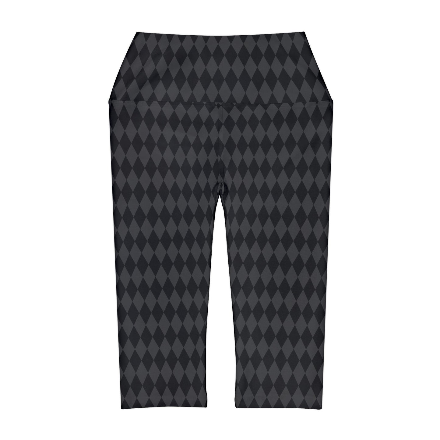 Harlequin in black and grey Yoga Capri Leggings