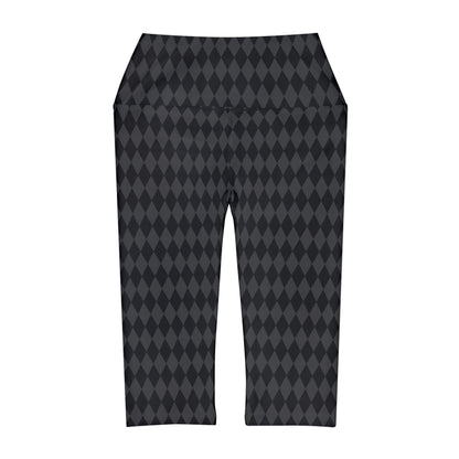 Harlequin in black and grey Yoga Capri Leggings