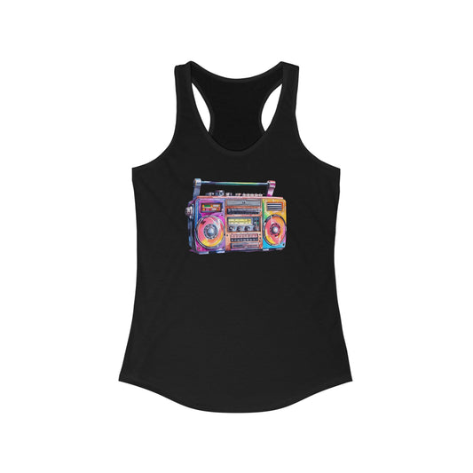 Paint splatter boombox 1 Women's Ideal Racerback Tank