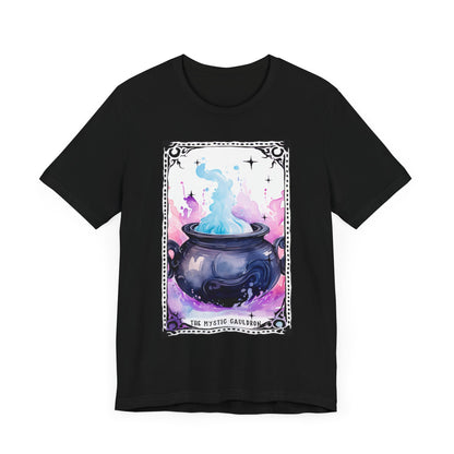 The Mystic Cauldron Jersey unisex tee, Halloween Graphic Tee, Spooky Shirt, Trick or Treat Tee, Halloween Costume, Festive Gift
