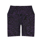 Polynesian Tribal in Purple Waisted Yoga Shorts