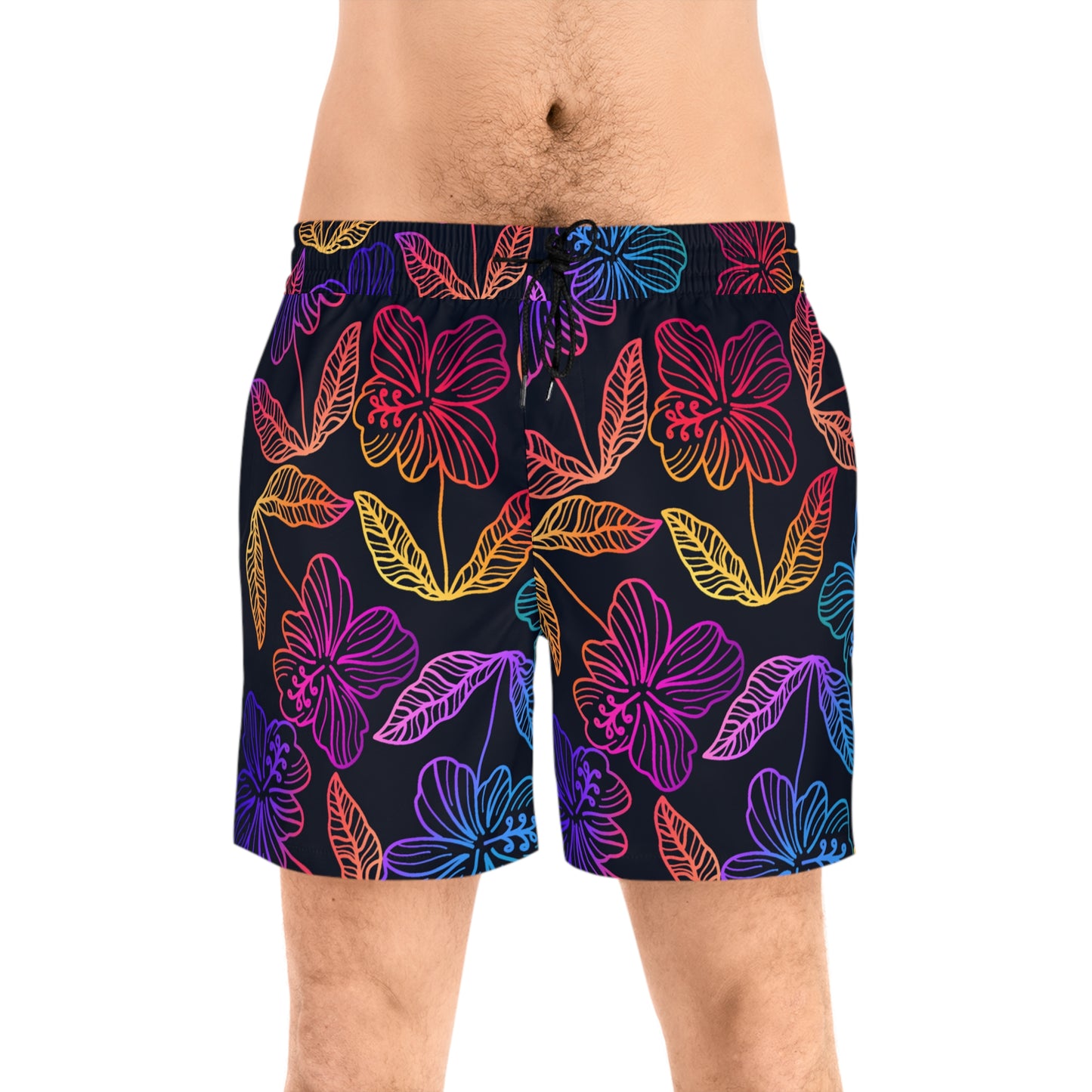 Rainbow Hibiscus Swim Shorts