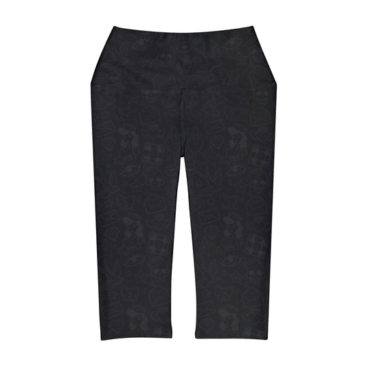 Sailor Jerry in black on black Yoga Capri Leggings