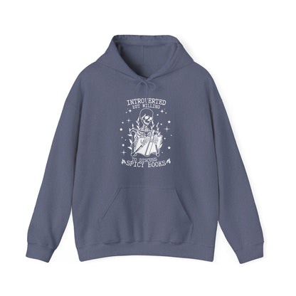 Introverted but willing to talk about spicy books Unisex Heavy Blend™ Hooded Sweatshirt