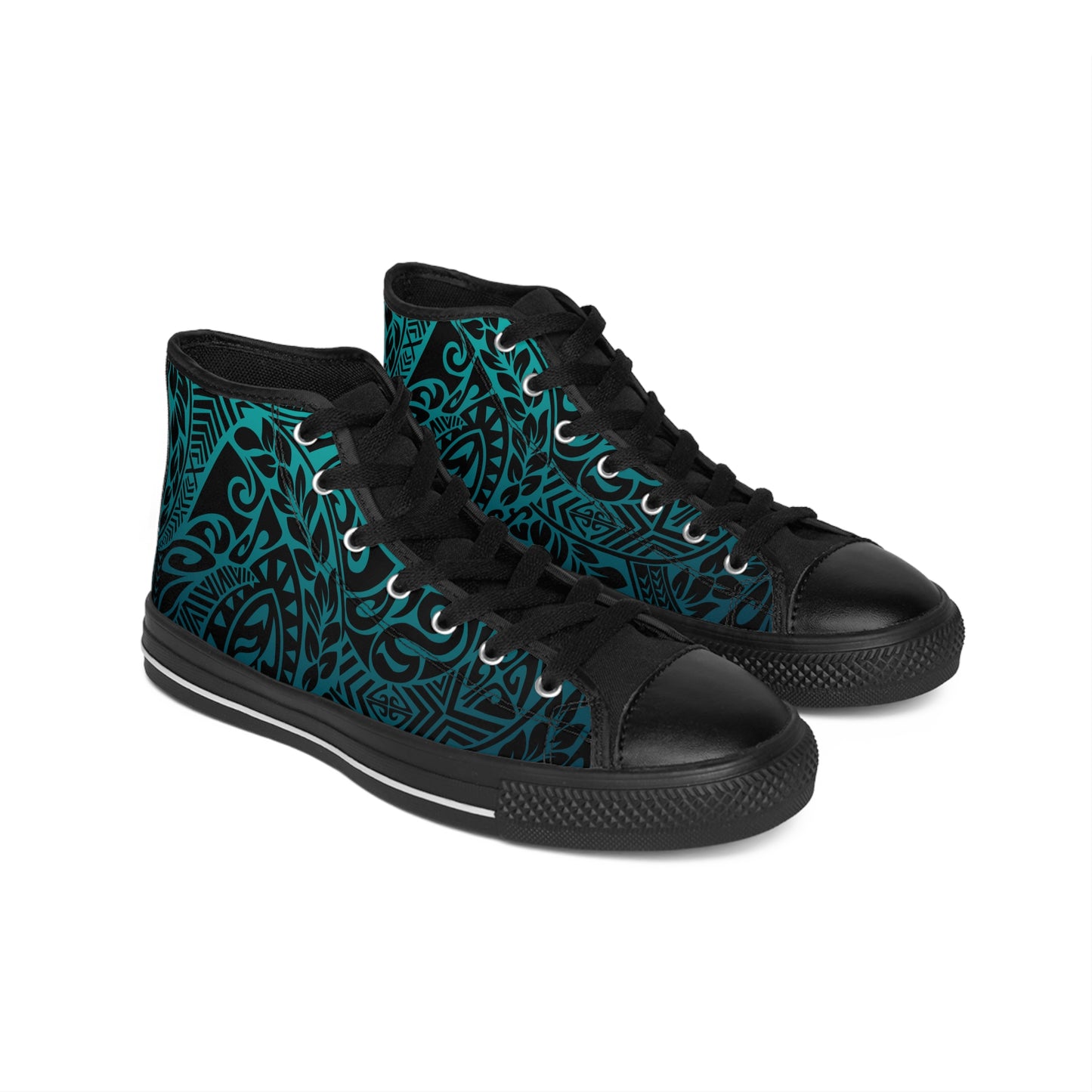 Men’s Polynesian Tribal in Teal Classic Sneakers