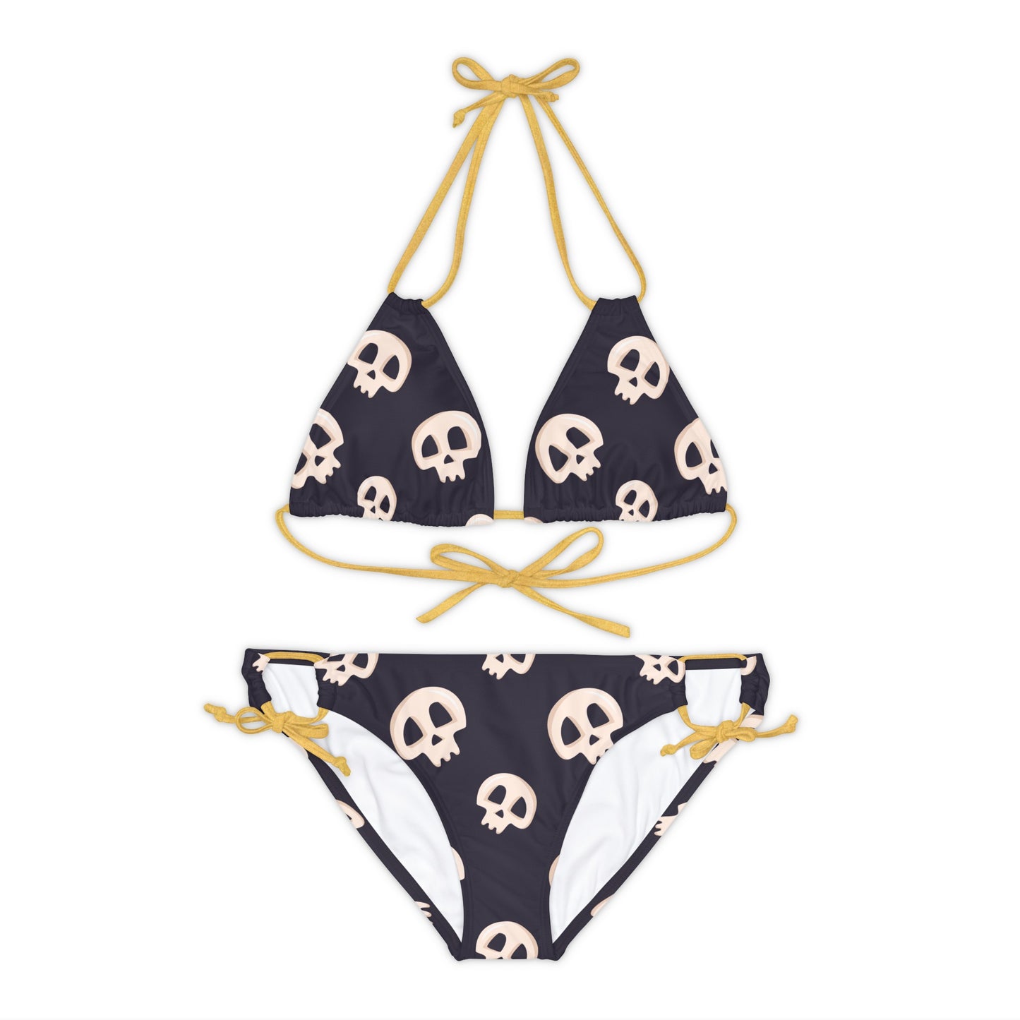 Black Skull Strappy Bikini Set