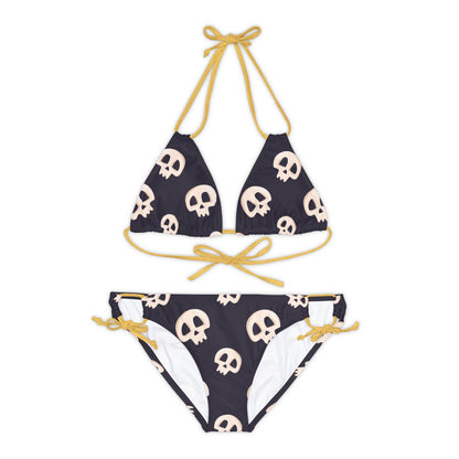 Black Skull Strappy Bikini Set