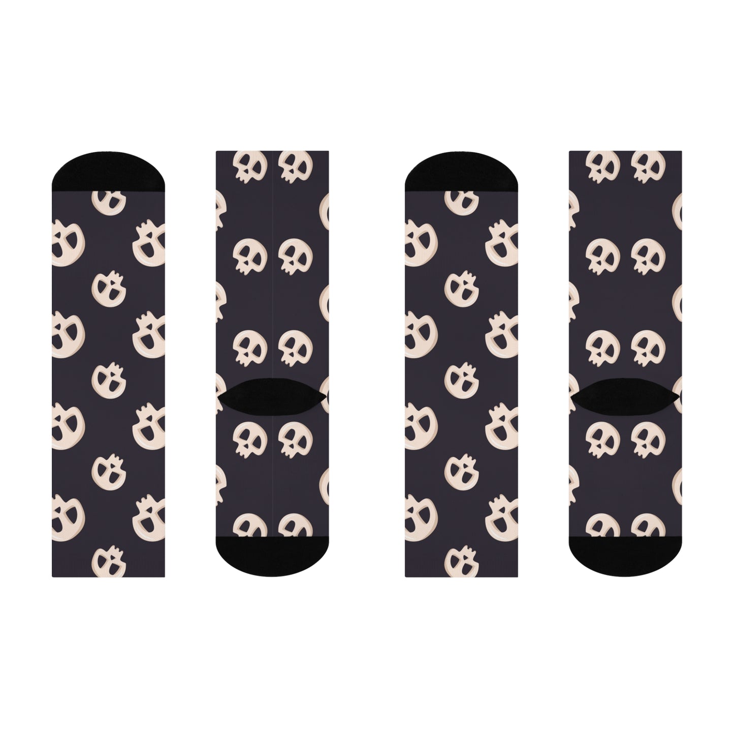 Black Skulls Cushioned Crew Socks