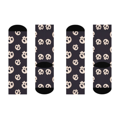 Black Skulls Cushioned Crew Socks