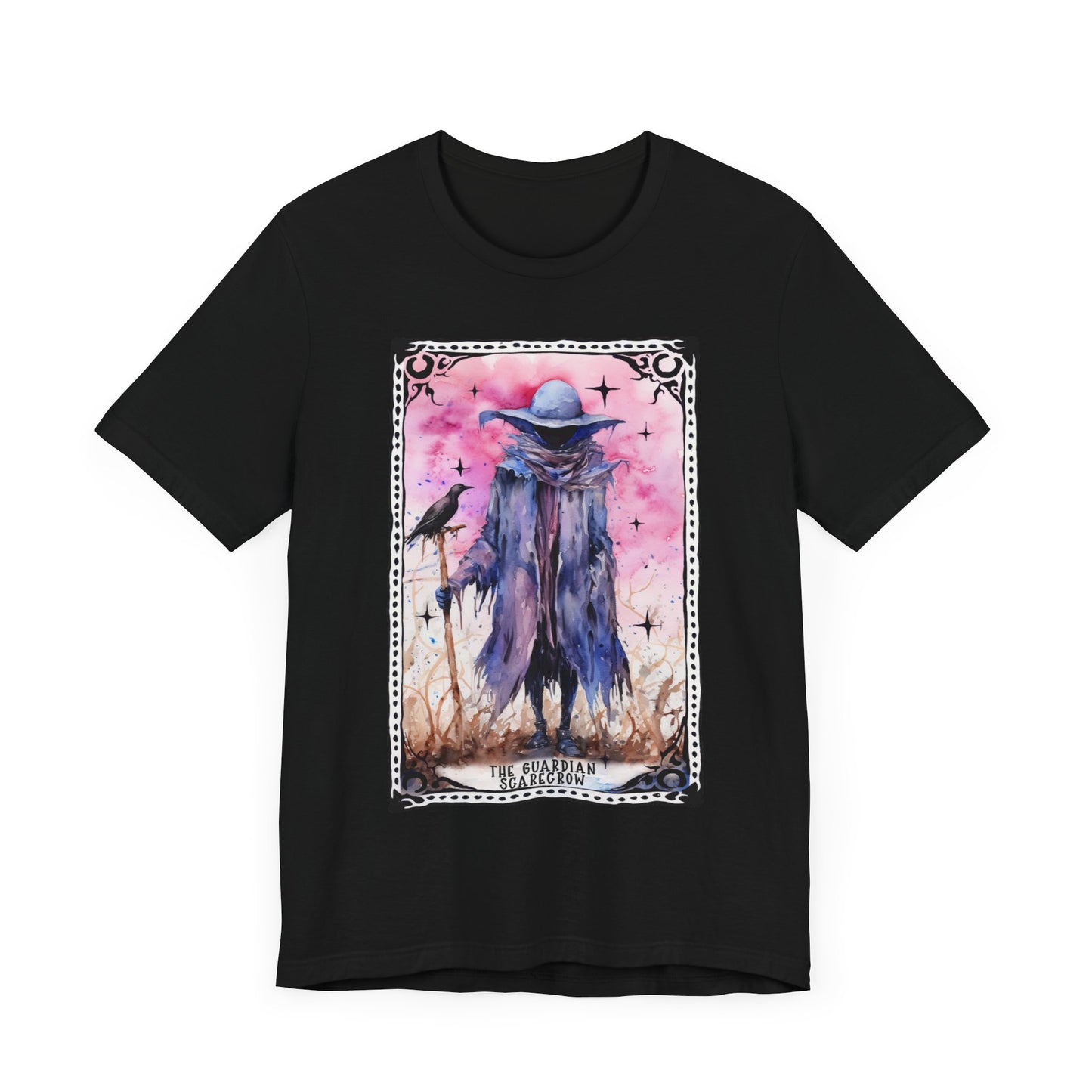 The Guardian Scarecrow Jersey unisex tee, Halloween Graphic Tee, Spooky Shirt, Trick or Treat Tee, Halloween Costume, Festive Gift