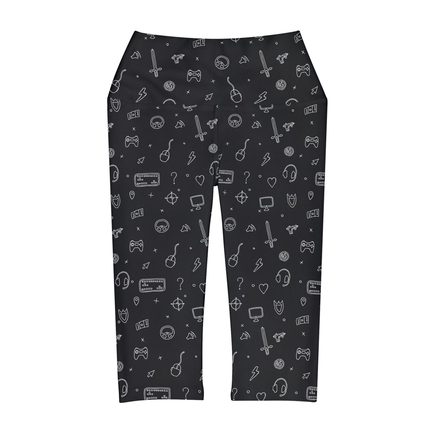 Gamer in black and grey Yoga Capri Leggings