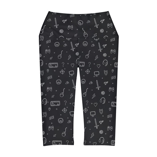 Gamer in black and grey Yoga Capri Leggings