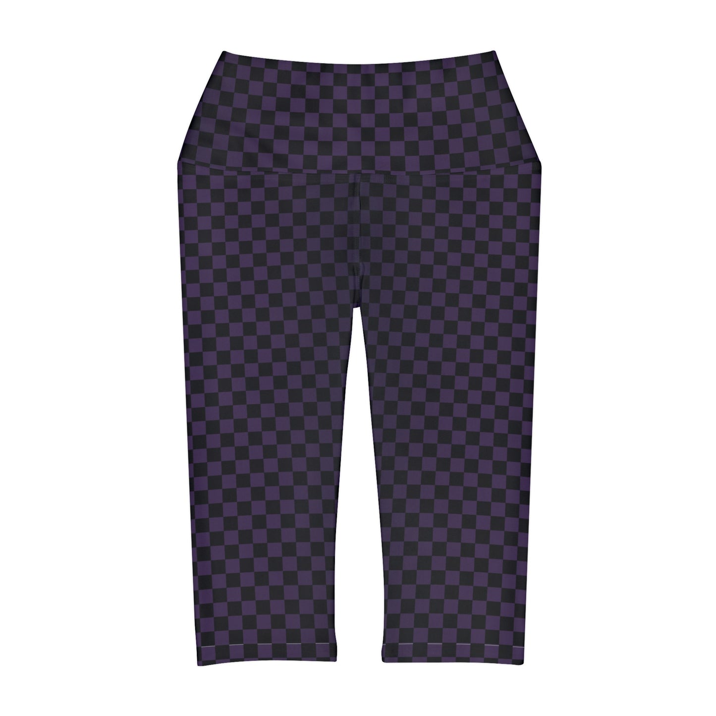 Checkerboard in Black and Purple Yoga Capri Leggings