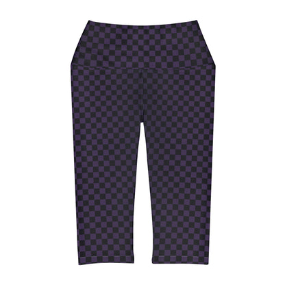 Checkerboard in Black and Purple Yoga Capri Leggings