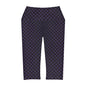 Checkerboard in Black and Purple Yoga Capri Leggings