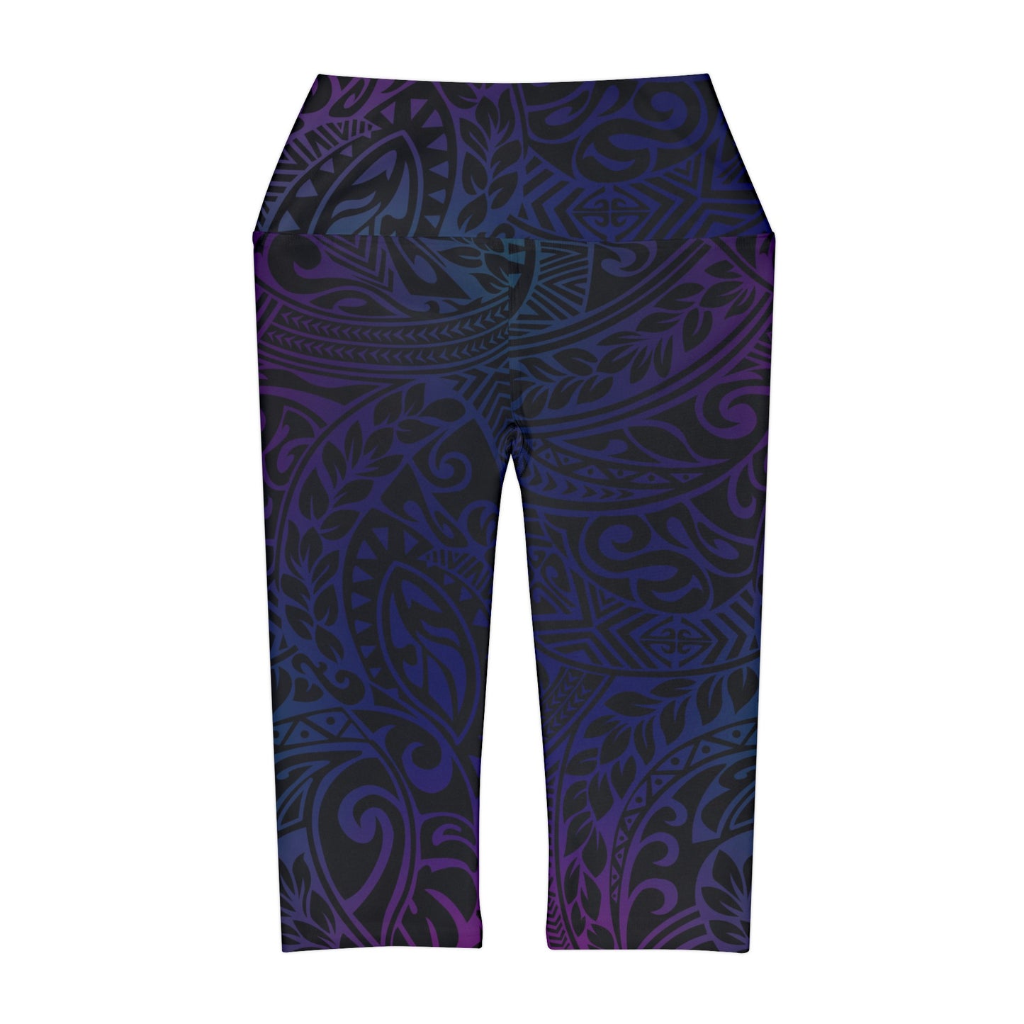 Polynesian Tribal in Jewel Tones Yoga Capri Leggings
