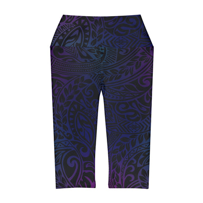 Polynesian Tribal in Jewel Tones Yoga Capri Leggings