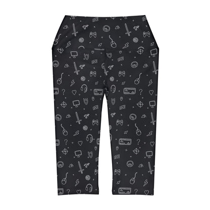 Gamer in black and grey Yoga Capri Leggings