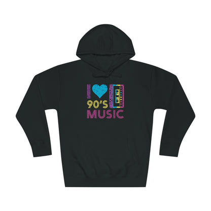 I Love 90'S Music Unisex Fleece Hoodie, Fleece Hoodie Unisex, Comfortable Hooded Sweatshirt, Cozy Winter Wear, Gender-Inclusive Outerwear