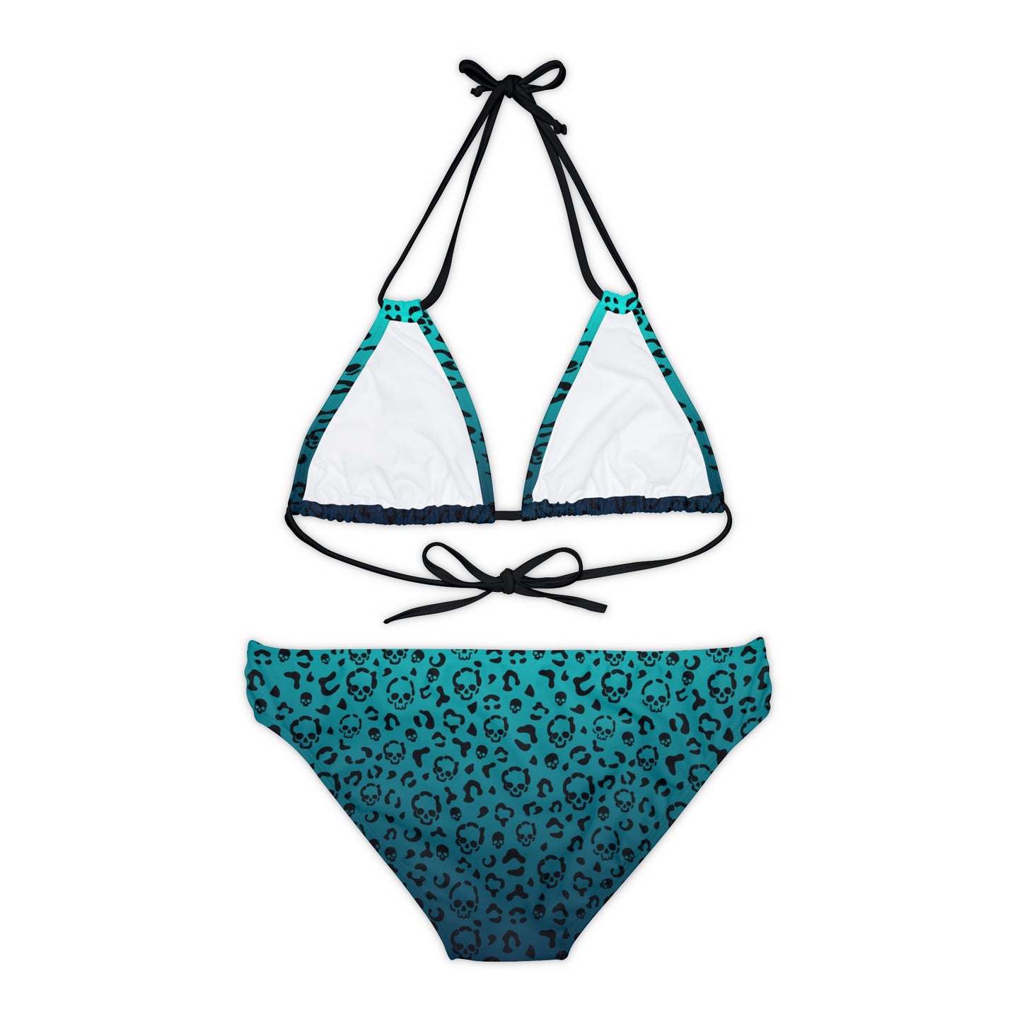 Cheetah Skull in Teal Strappy Bikini Set