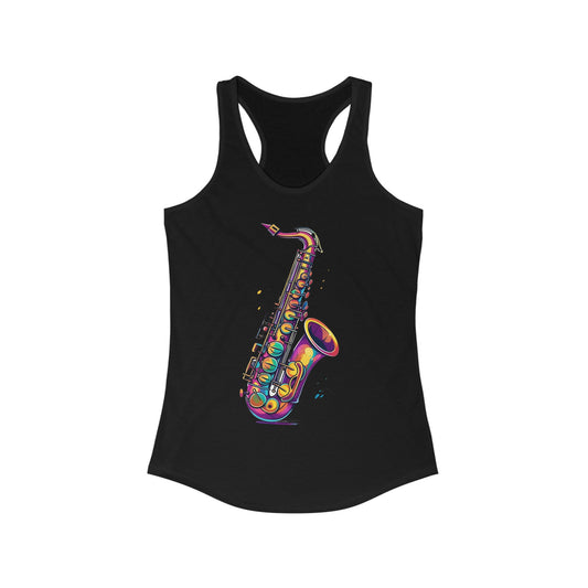 Paint splatter saxophone Women's Ideal Racerback Tank