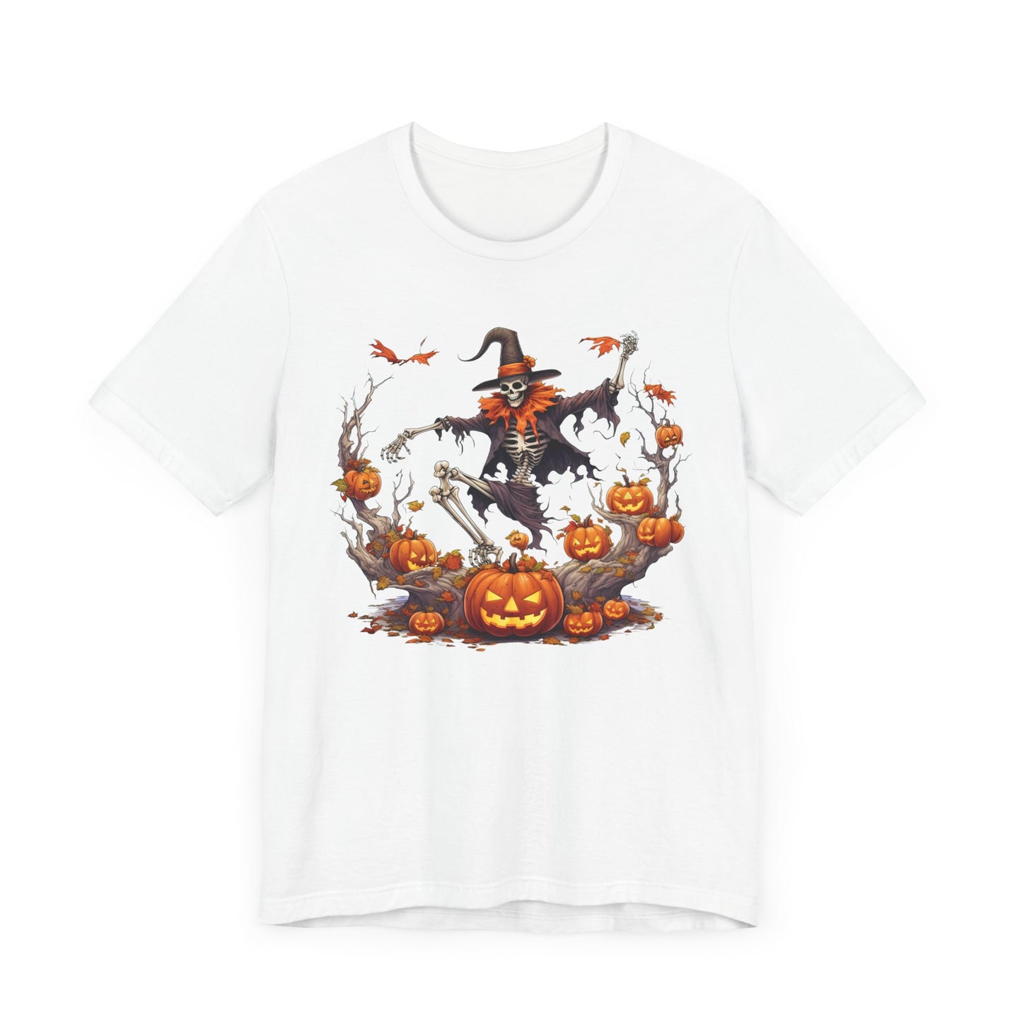 Skeleton with jack-o-lanterns Unisex Jersey Short Sleeve Tee