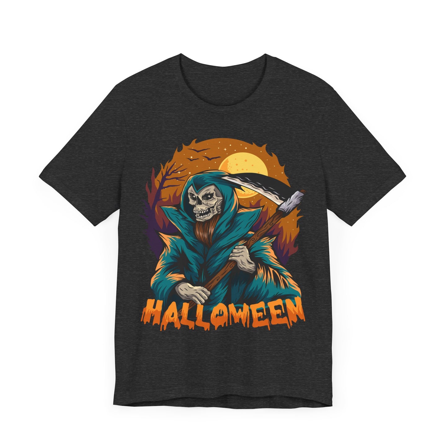 Halloween Reaper Jersey unisex tee, Halloween Graphic Tee, Spooky Shirt, Trick or Treat Tee, Halloween Costume, Festive Gift