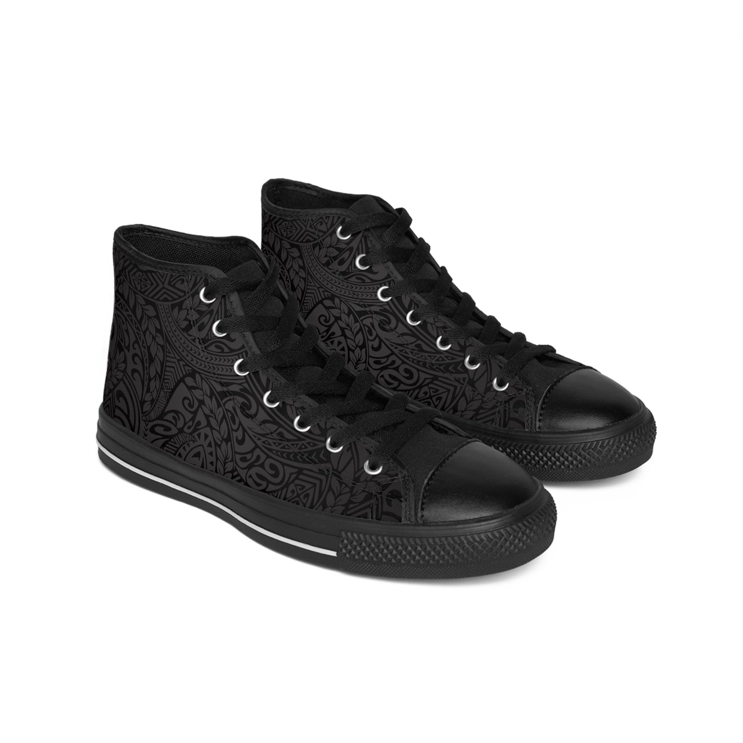 Polynesian Tribal in Black & Grey Classic Men's Sneakers