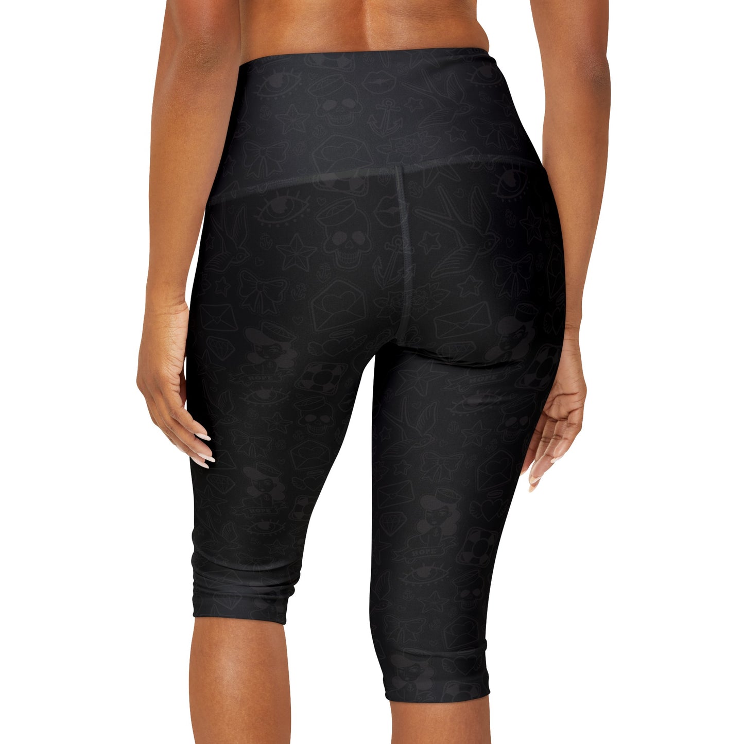Sailor Jerry in black on black Yoga Capri Leggings