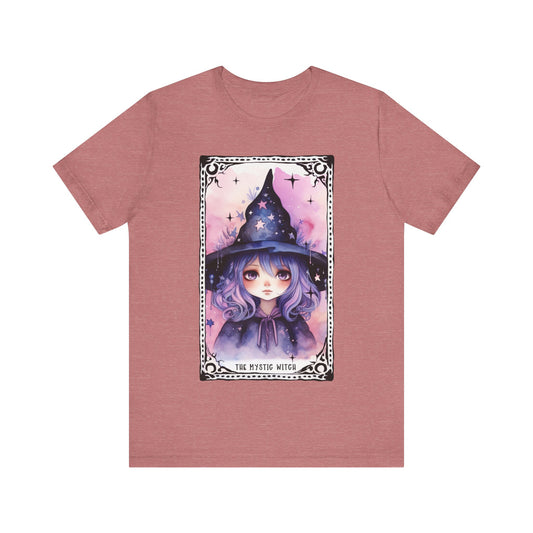 The Mystic Witch Jersey unisex tee, Halloween Graphic Tee, Spooky Shirt, Trick or Treat Tee, Halloween Costume, Festive Gift