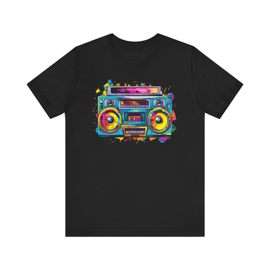 Paint Splatter Boombox 90's Unisex Jersey Short Sleeve Tee