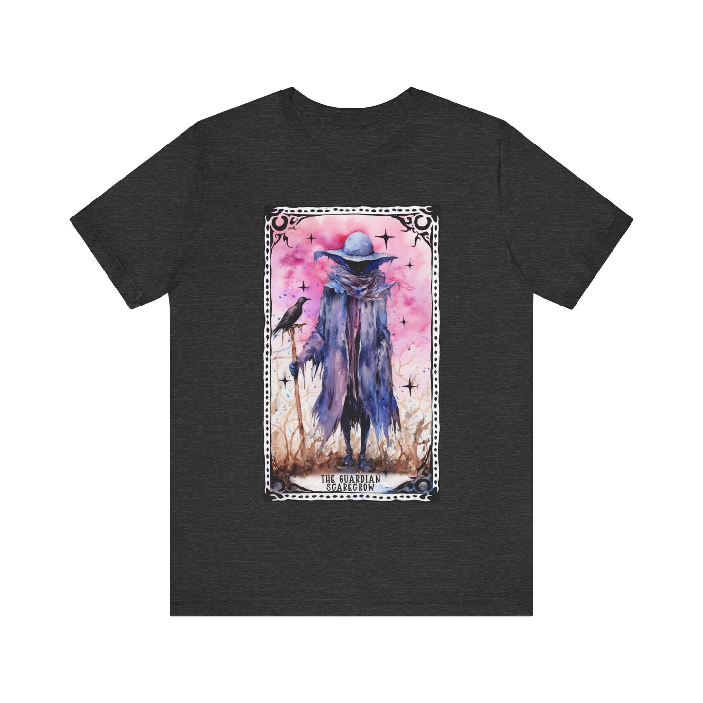 The Guardian Scarecrow Jersey unisex tee, Halloween Graphic Tee, Spooky Shirt, Trick or Treat Tee, Halloween Costume, Festive Gift