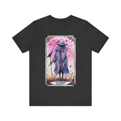 The Guardian Scarecrow Jersey unisex tee, Halloween Graphic Tee, Spooky Shirt, Trick or Treat Tee, Halloween Costume, Festive Gift