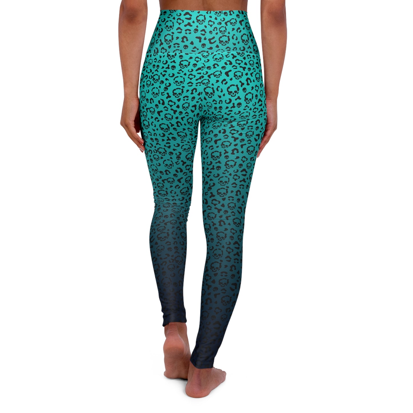 Cheetah Skull in Teal High Waisted Yoga Leggings