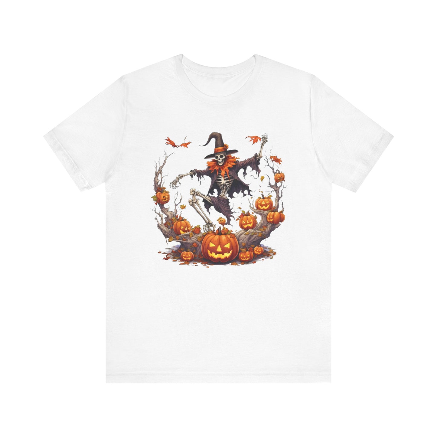 Skeleton with jack-o-lanterns Unisex Jersey Short Sleeve Tee
