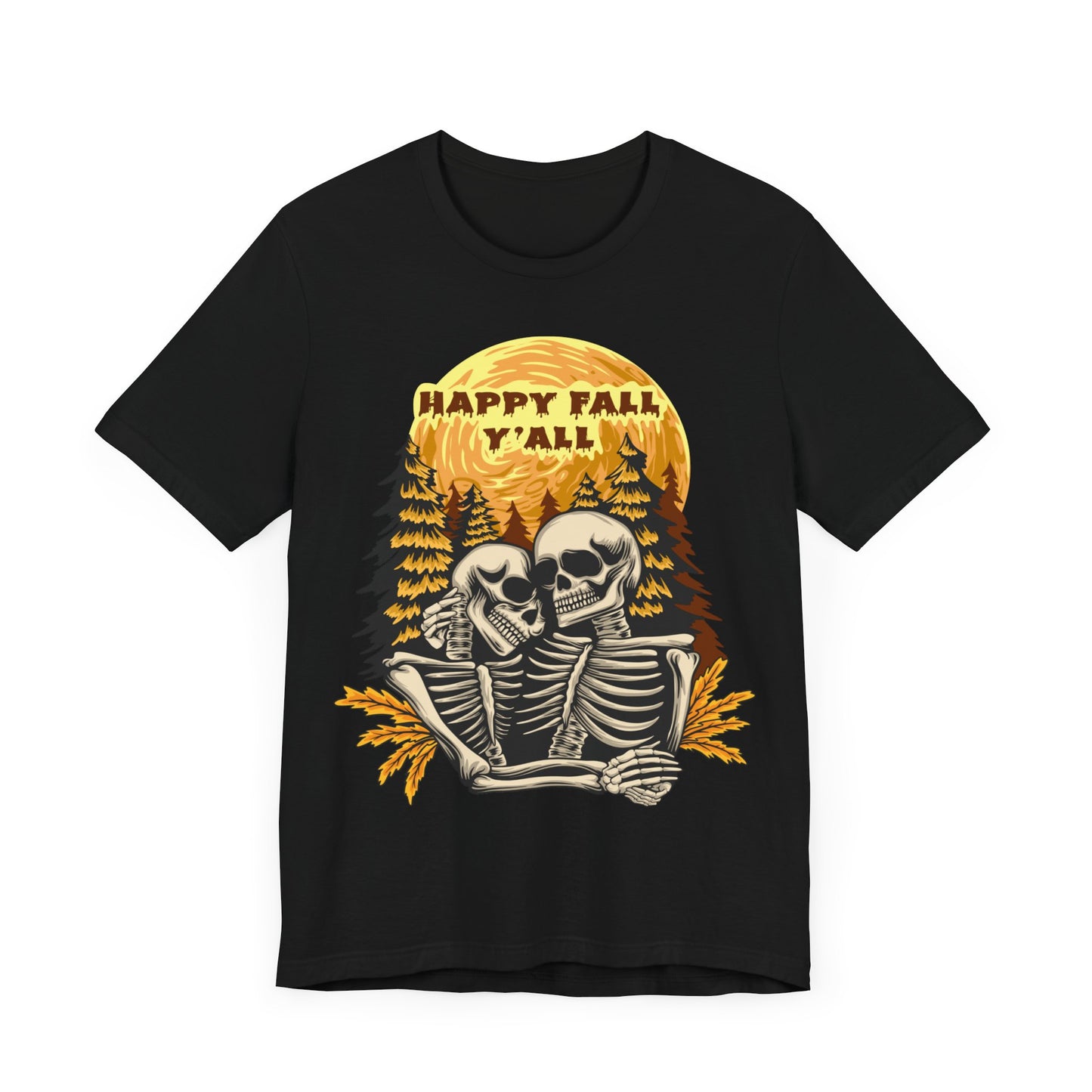 Happy Fall Y'all Jersey unisex tee, Halloween Graphic Tee, Spooky Shirt, Trick or Treat Tee, Halloween Costume, Festive Gift