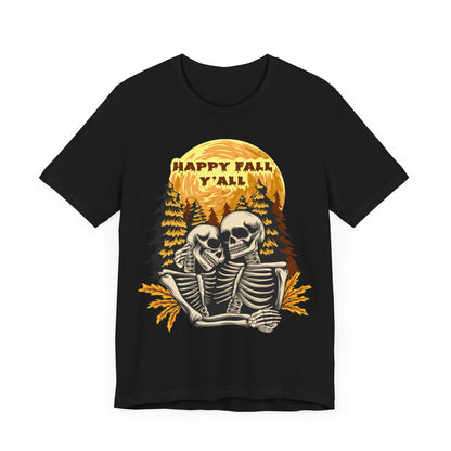 Happy Fall Y'all Jersey unisex tee, Halloween Graphic Tee, Spooky Shirt, Trick or Treat Tee, Halloween Costume, Festive Gift