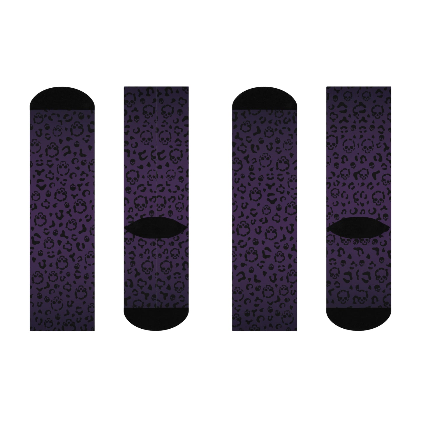 Cheetah Skulls in Purple Cushioned Crew Socks