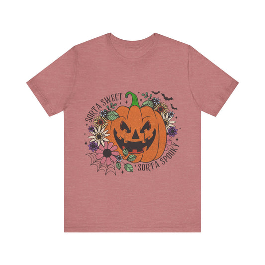 Sorts Sweet Sorta Spooky Jersey unisex tee, Halloween Graphic Tee, Spooky Shirt, Trick or Treat Tee, Halloween Costume, Festive Gift