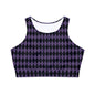 Black and Purple Harlequin Fully Lined, Padded Sports Bra, Black and White Sports Bra, Lined Athletic Top, Fitness Apparel