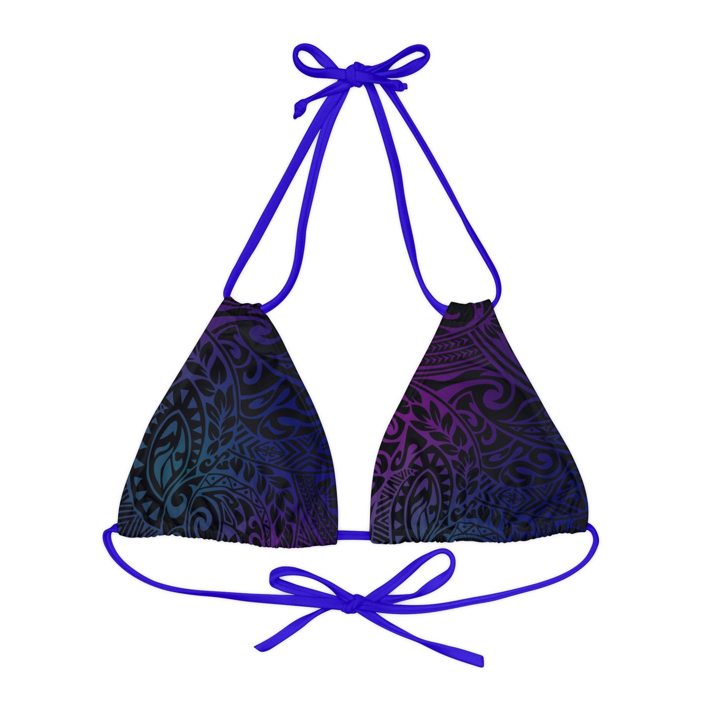 Jewel Tone Polynesian Tribal Strappy Triangle Bikini Top